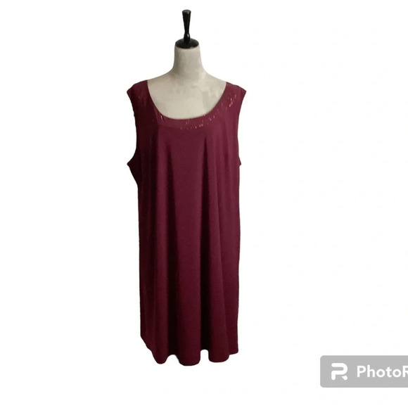 R&M Richard’s dress womens SZ 2X burgundy sequins formal party pull on b… - Picture 1 of 9